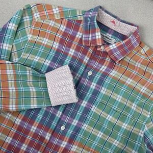Tommy Bahama Barbados Breeze Stretch Colorful Plaid Shirt Medium Flip Cuff Linen